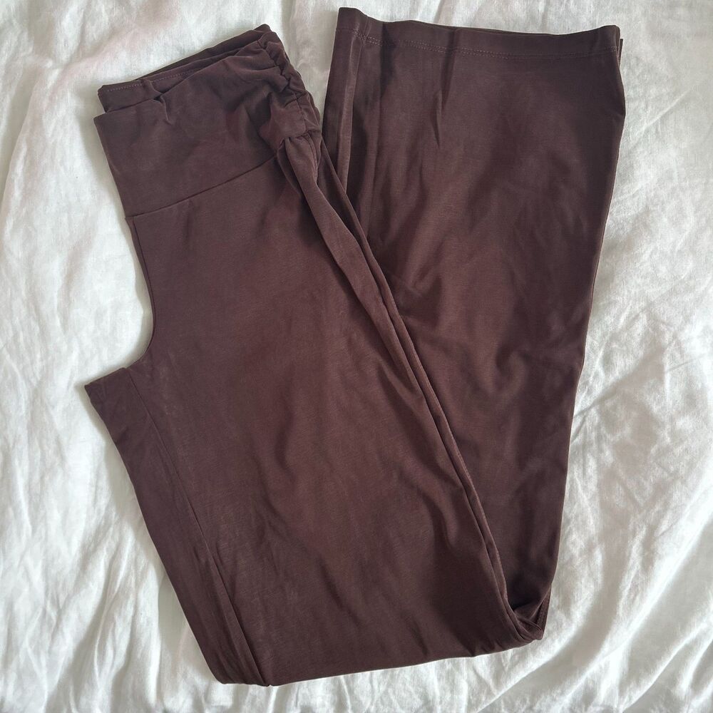 Cotton On Honey Pants Brown Dark Oak Stretch Relaxed Straight Leg Size XS